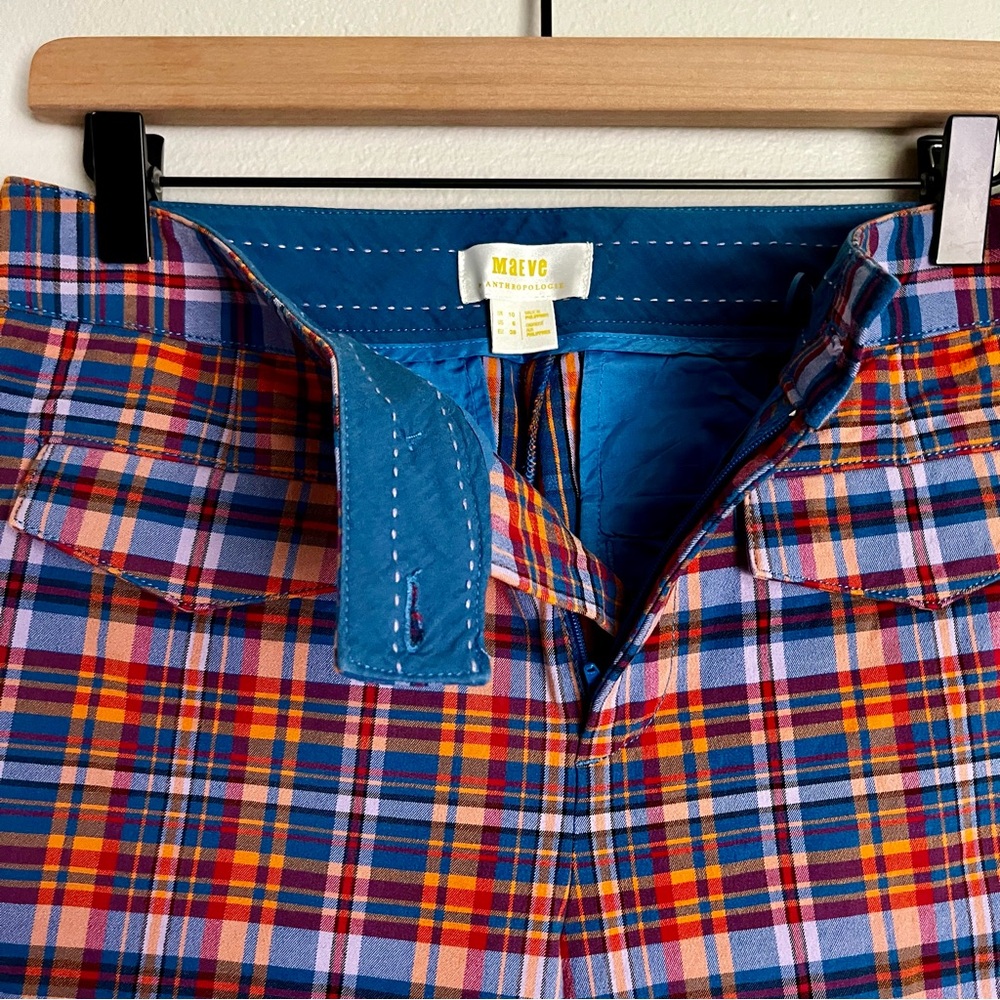 ANTHROPOLOGIE Mauve Flared Plaid Pants Size 6 - Picture 7 of 15